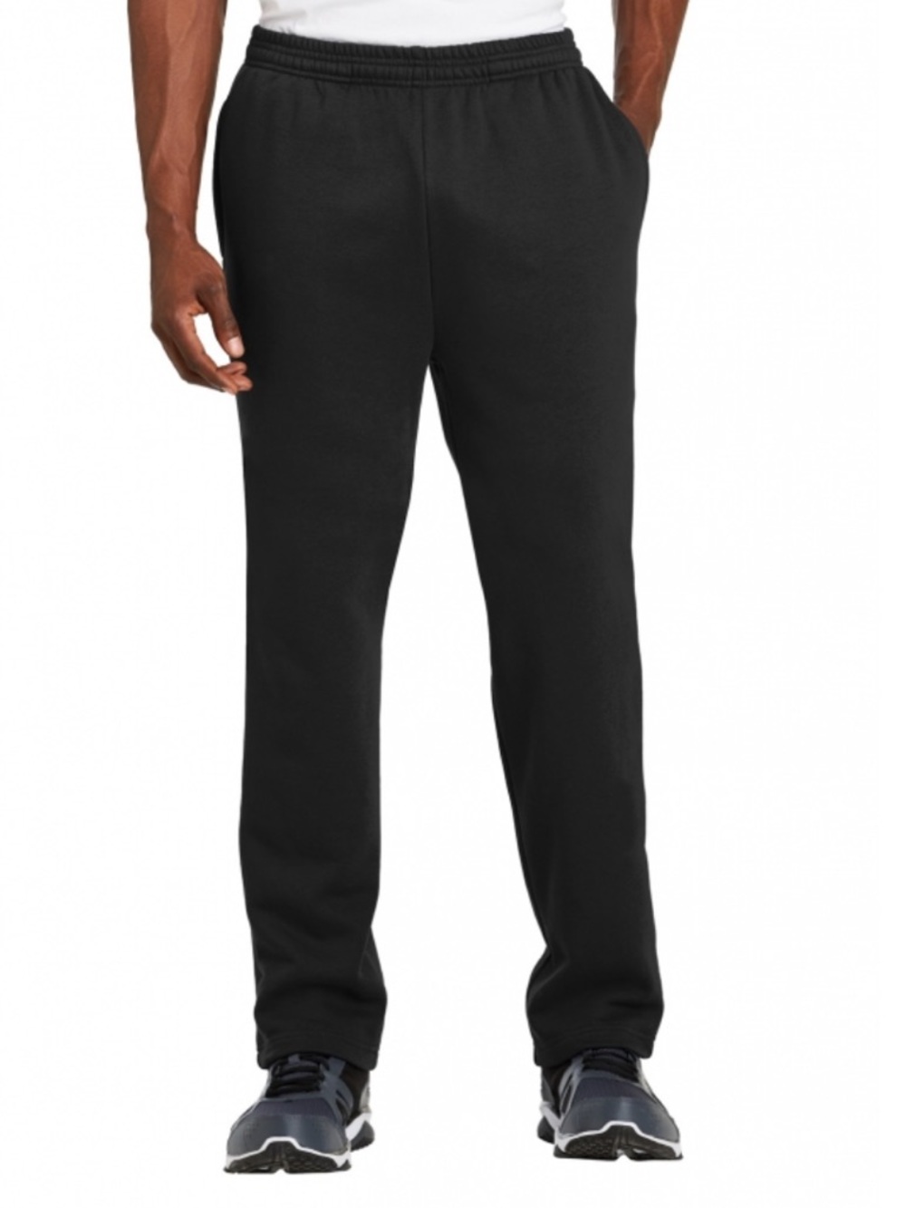 BCG Mens Performance Fleece Open Leg Pants Caviar Black Training Gym NWT L